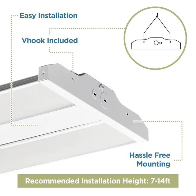 Alt view image 4 of 6 - Oslo Compact Linear High Bay Fixture - 42,000 Lumens, Wattage and CCT Selectable, 120-277V LED Light, 24 x 14.2 x 1.6 Inches, 300W, Pack of 2