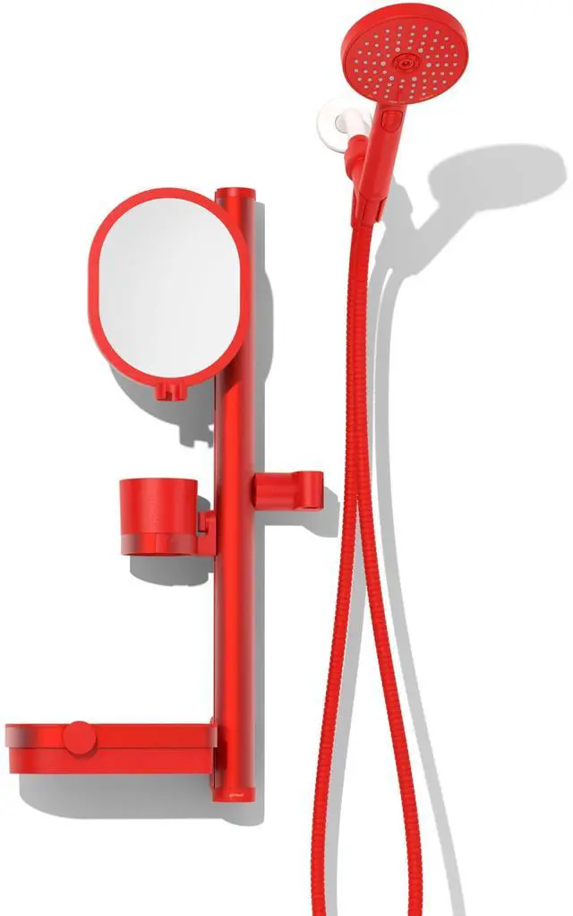 Main image of Sproos Lookin Good Handheld Shower System, High Pressure with Slidebar Organizer for Mirror, Multi-Purpose Cup, Shelf and Hook, 3 Spray Functions, Extra Longh 70in Hose, 4 Colors (Red)