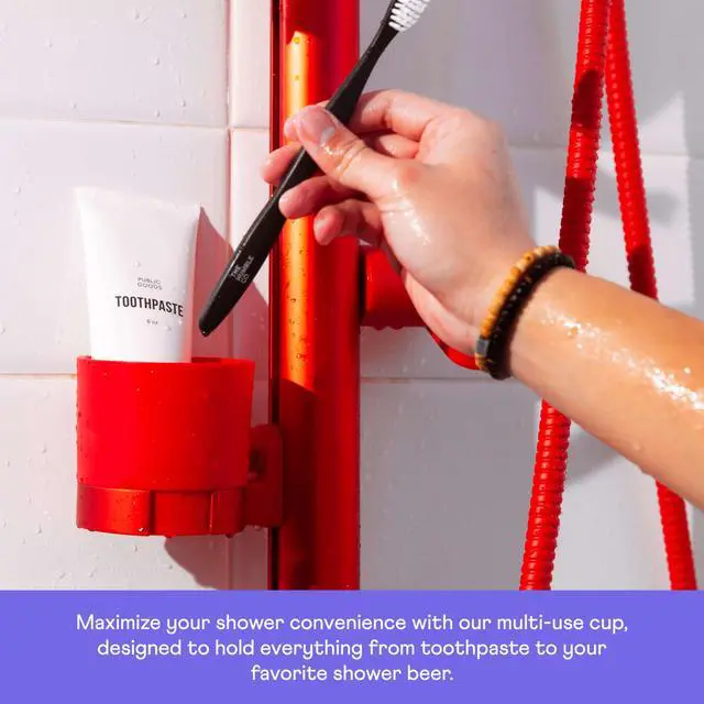 Alt view image 6 of 6 - Sproos Lookin Good Handheld Shower System, High Pressure with Slidebar Organizer for Mirror, Multi-Purpose Cup, Shelf and Hook, 3 Spray Functions, Extra Longh 70in Hose, 4 Colors (Red)