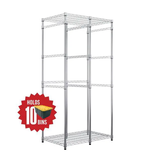Alt view image 2 of 6 - Bin Storage Rack for 12 Gallon Storage Totes Includes 10 Bins - Garage or Holiday Organization, Declutter, NSF Certified, Zinc Plated, Heavy Duty Steel, 21.5"x34.25"x68"