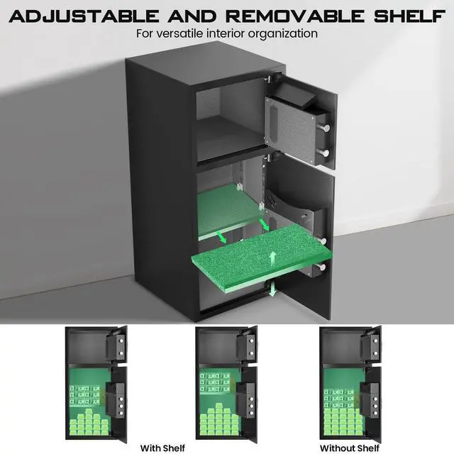 Alt view image 5 of 6 - Home Safe Fireproof Waterproof, 6.5 Cub Large Money Safe with Drop Slot & Adjustable Shelf, Extra Large Cash Cabinet Safe with Double Door & Dual Alarm for Home Documents