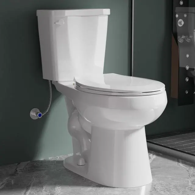 Main image of Compact 17 Inch Chair High White Toilet for Small Bathroom | Powerful Tornado Flush Single Flush 1.28 GPF, Comfort ADA Bowl Heigh 16.75 Tall Toilet for Seniors,Two Piece 12 Rough In
