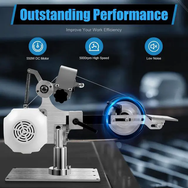 Alt view image 4 of 6 - Belt Grinder Sander, 30 x 1-Inch Variable Speed Desktop Abrasive Belt Polisher Machine, 550W Knife Sharpener with 2PCS Sanding Belts for Metalworking