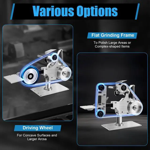 Alt view image 5 of 6 - Belt Grinder Sander, 30 x 1-Inch Variable Speed Desktop Abrasive Belt Polisher Machine, 550W Knife Sharpener with 2PCS Sanding Belts for Metalworking