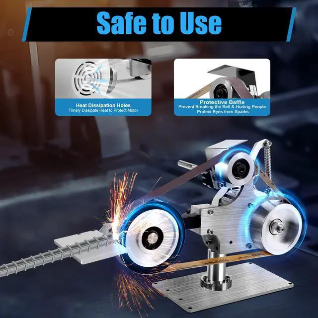 Alt view image 6 of 6 - Belt Grinder Sander, 30 x 1-Inch Variable Speed Desktop Abrasive Belt Polisher Machine, 550W Knife Sharpener with 2PCS Sanding Belts for Metalworking