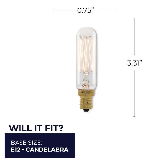 Alt view image 3 of 4 - 132507, 25W, T6, Clear, Thread, E12, 120V Light Bulb (Pack of 25)