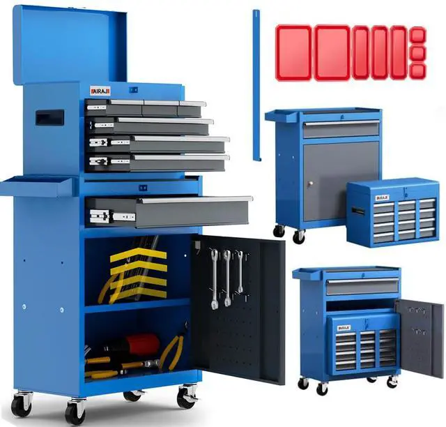 Main image of AIRAJ 7-Drawer Tool Chest with Wheels,41" Heavy Duty Rolling Tool Chest,Detachable Top Tool Box,Tool Cabinet with Liners,Hooks,Tray Divider,Rolling Tool Chest for Workshop,Warehouse