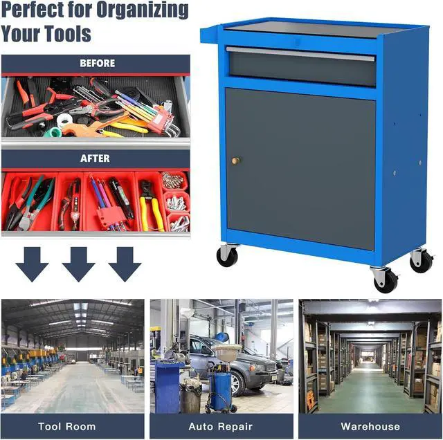 Alt view image 6 of 6 - AIRAJ 7-Drawer Tool Chest with Wheels,41" Heavy Duty Rolling Tool Chest,Detachable Top Tool Box,Tool Cabinet with Liners,Hooks,Tray Divider,Rolling Tool Chest for Workshop,Warehouse