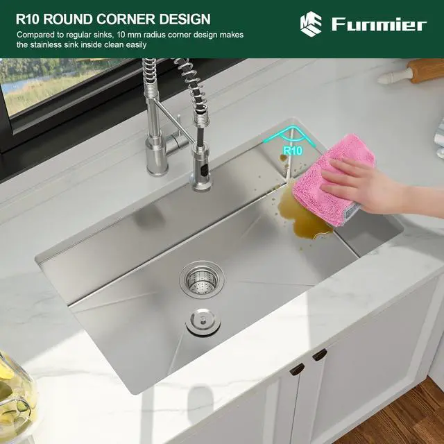 Alt view image 6 of 6 - 28 Inch Kitchen Sink Undermount - 28x19 Kitchen Sink 304 Stainless Steel Undermount Sinks Ledge Workstation 16 Gauge Single Bowl Under Counter Handmade Kitchen Sinks Basin