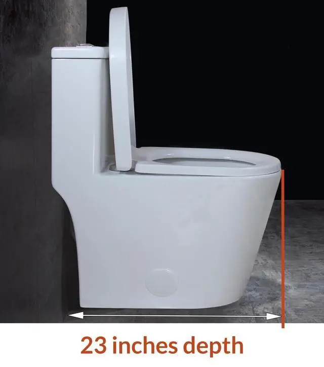 Alt view image 2 of 5 - WZ5089WB Small Toilet One Piece Deisgn With Black Push Button Dual Flush,23 inch Length for Tiny Bathroom,White