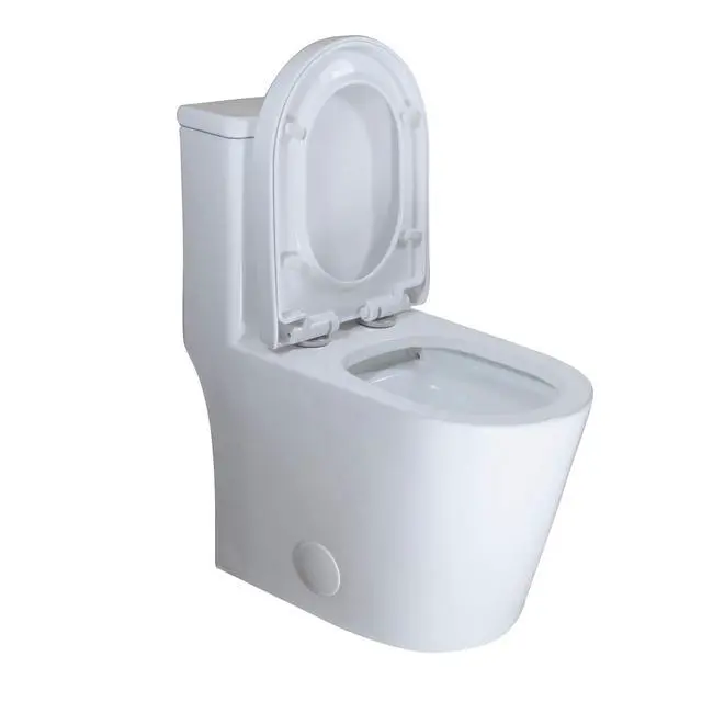 Alt view image 3 of 5 - WZ5089WB Small Toilet One Piece Deisgn With Black Push Button Dual Flush,23 inch Length for Tiny Bathroom,White