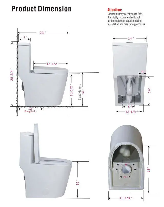 Alt view image 5 of 5 - WZ5089WB Small Toilet One Piece Deisgn With Black Push Button Dual Flush,23 inch Length for Tiny Bathroom,White