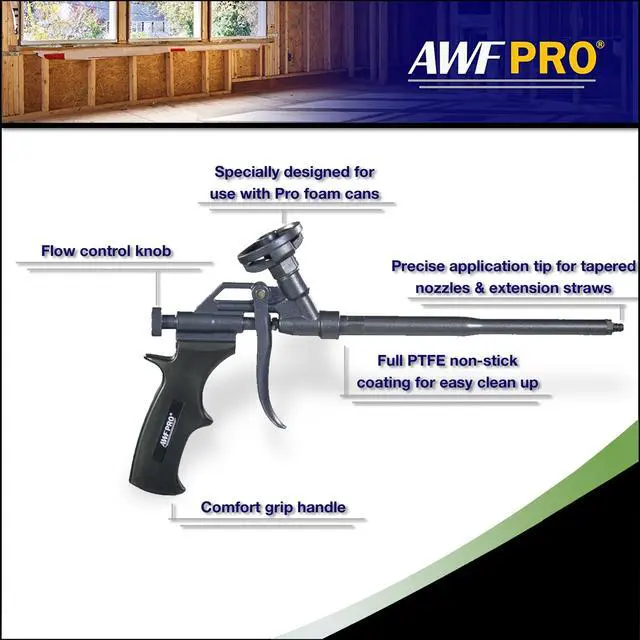 Alt view image 4 of 6 - Enerfoam 30oz Sealant, Fireblock Rated, Polyurethane Expanding Foam Sealant, Gaps and Cracks Filler, Closed Cell Spray Foam Insulation, Pack of 12 with Applicator (PTFE Coated Gun)