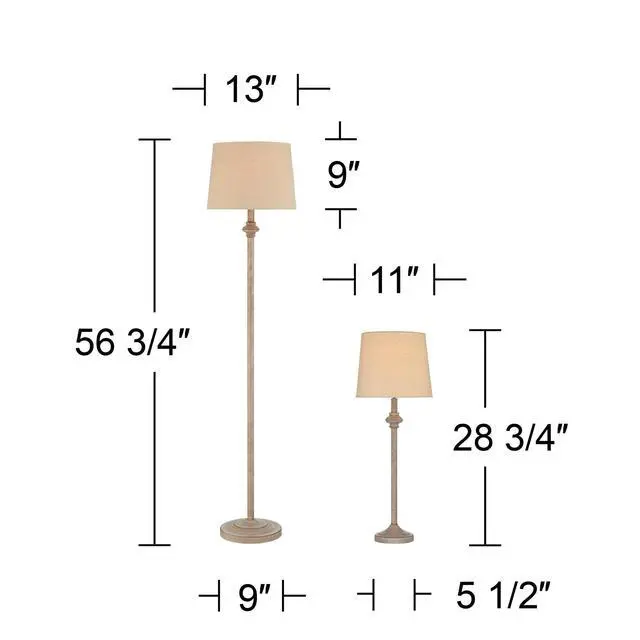 Alt view image 4 of 6 - Carter Traditional 3 Piece Table Floor Lamp Set Beige Metal Cream Fabric Tapered Drum Shade Decor for Living Room Bedroom House Bedside Nightstand Home Office Reading Family