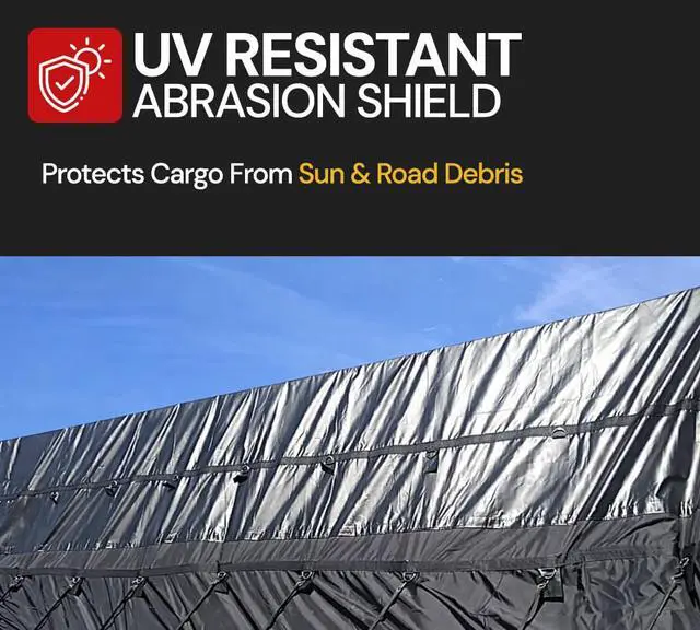 Alt view image 4 of 6 - Airbag/Parachute Fabric Black Ultra Light Lumber Tarp 16' x 24' (4' Drop) - 14 Oz Waterproof Vinyl Lumber Tarps for Flatbed Truck & Trailer