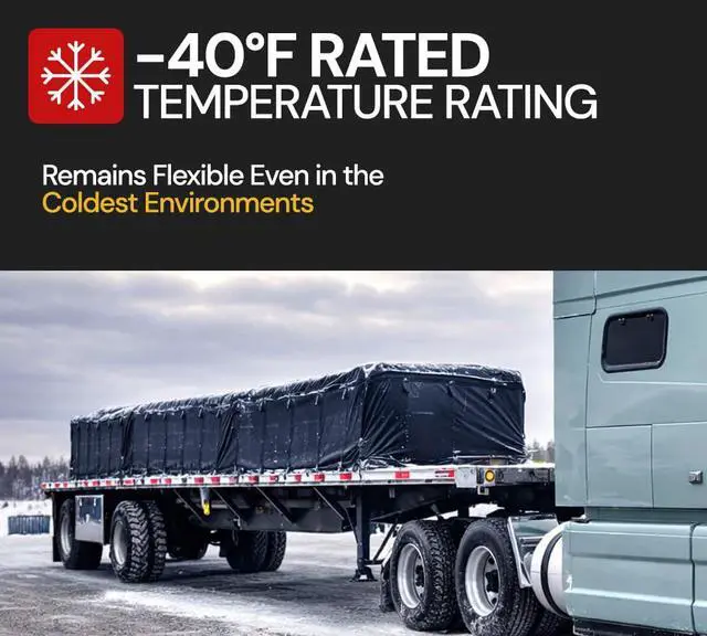 Alt view image 6 of 6 - Airbag/Parachute Fabric Black Ultra Light Lumber Tarp 16' x 24' (4' Drop) - 14 Oz Waterproof Vinyl Lumber Tarps for Flatbed Truck & Trailer