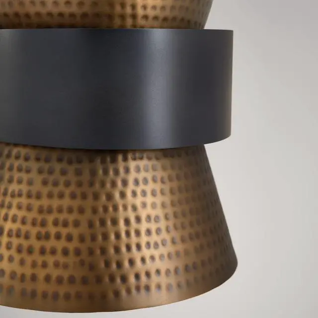 Alt view image 3 of 5 - 330416PZ Loren Industrial Metal Hourglass Pendant, 1-Light 100 Watts, 17" H x 13" W, Patinaed Brass/Dark Zinc