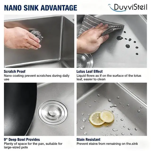 Alt view image 4 of 6 - 33x22 Drop in Kitchen Sink, 10" Deep Large Top Mount Single Bowl Kitchen Sinks Nano Coating Stainless Steel Kitchen Laundry Room Sinks with Accessories