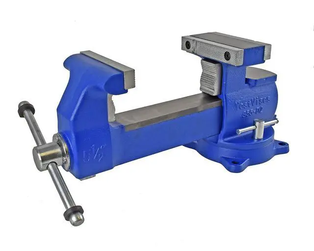 Alt view image 6 of 6 - Yost Vises 880-D2 Reversible Combination Vise System | 8 Inch Jaw Width Heavy-Duty Utility Pipe and Bench Vise |Jaw Opens 12.5 Inches when Reversed | Swivel Base | Made with Ductile Iron Castings