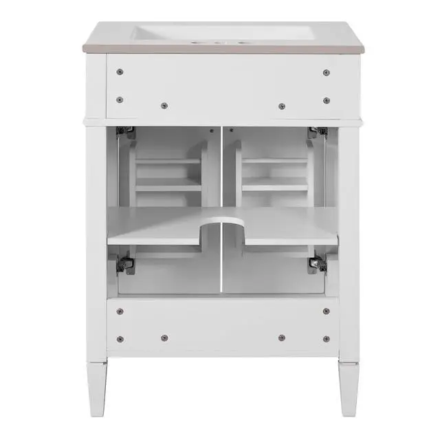 Alt view image 6 of 6 - 24" Bathroom Vanity with Ceramic Sink, Modern Bathroom Storage Cabinet with 2 Soft Closing Doors and Tip-Out Drawer, Solid Wood Frame Bathroom Vanities, Easy Assembly