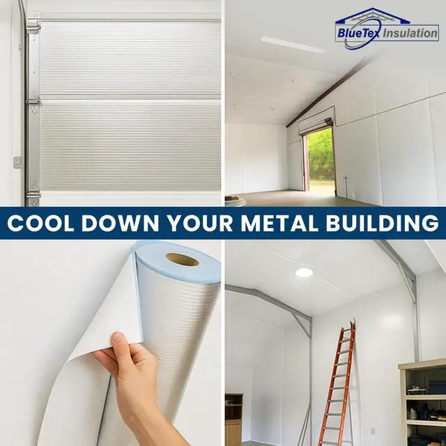 Alt view image 5 of 6 - BlueTex 2mm PRO Metal Building Insulation EPE Foam with Single-Sided Pure Aluminum Foil & White Tearproof Woven Backing Reflective Insulation Foam Reflects 97% Radiant Heat (50" Wide, 700 sq ft)