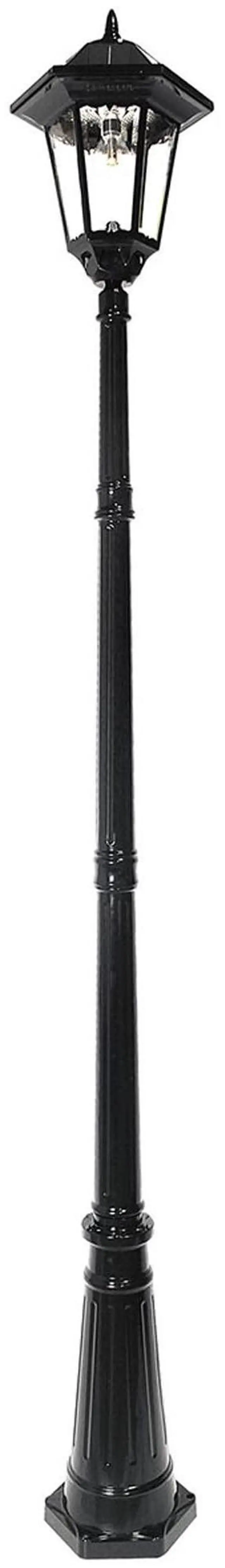 Main image of Black Solar Outdoor Post Light, Windsor Bulb, Cast Aluminum, 3-inch Fitter for Lamp Posts, (Windsor Bulb with 96" Light Pole)