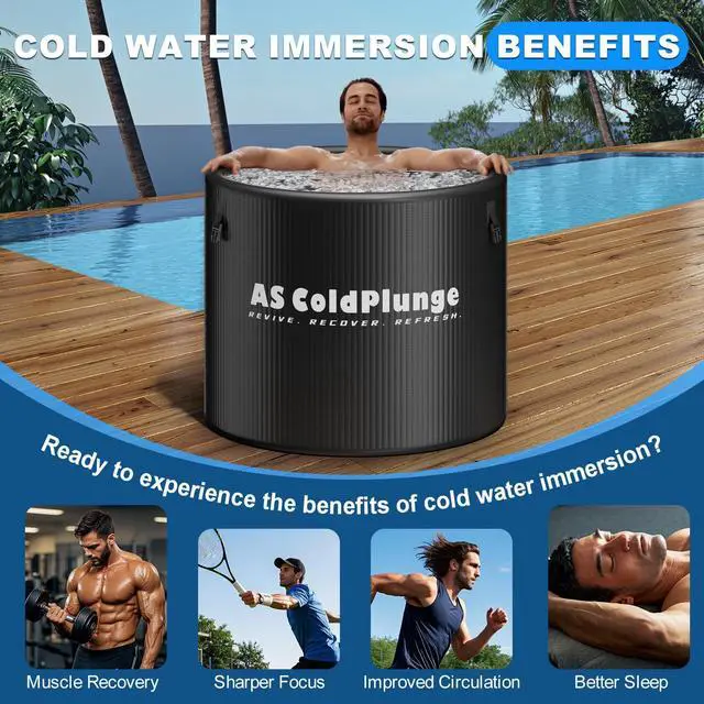 Alt view image 5 of 6 - XL Ice Bath Tub for Cold Plunge, 120 Gal Ice Plunge Tub with Insulated Lid, Step Stool, Portable Inflatable Ice Pod Plunge Barrel, Easy Chiller Connection, Cold Therapy Indoor Outdoor