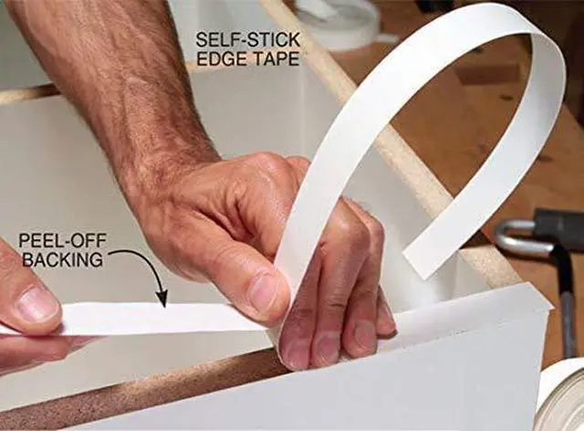 Alt view image 2 of 5 - EASYEDGE White PVC 15/16 inch X 250 ft Roll of White Edge Banding Peel and Stick Ultra Bond Easy Application Flexible, Durable Edging for Furniture Restoration