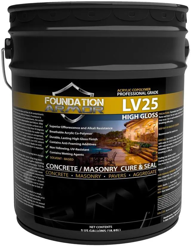 Main image of Armor LV25 Solvent Based Acrylic High Gloss Wet Look Cure and Seal for Concrete and Pavers - 5 Gallon (LV25-5 GAL - 350 VOC)