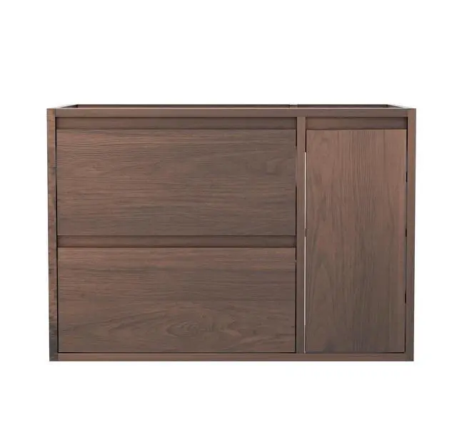 Main image of 30 Inch Floating Bathroom Vanity Cabinet Only, Wall Mounted Storage Cabinet, Luxury Bathroom Organizer Walnut Finish, with 2 Drawers & Door Storage Compartment, Easy Assembly