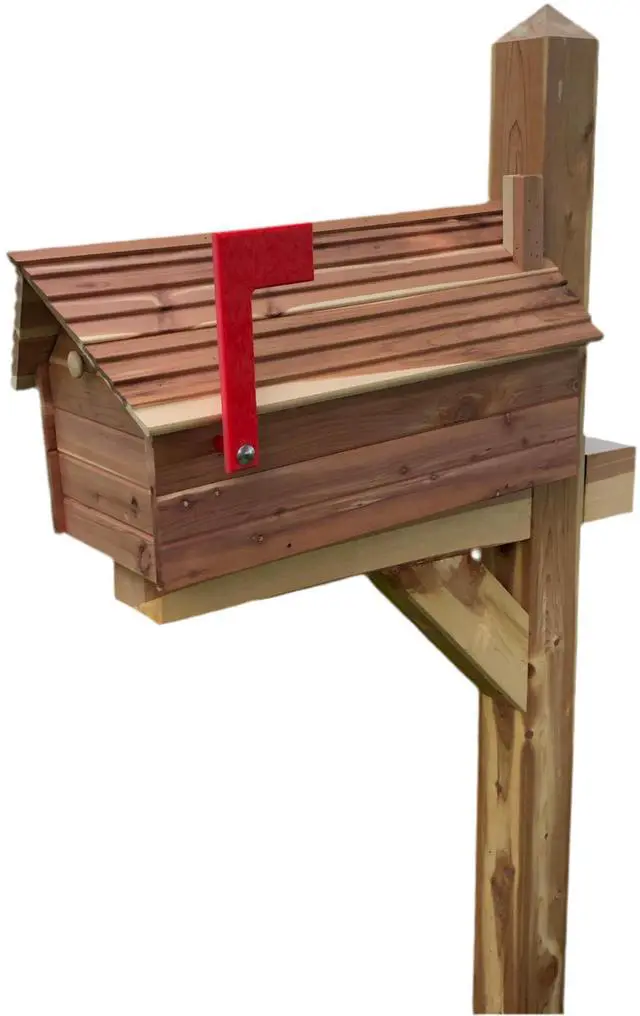 Main image of The Stone Bridge Cedar Mailbox | Simple and Beautiful Cedar Mailbox with Metal Insert | Cedar Chalet | in USA | Made with Aromatic Red Cedar