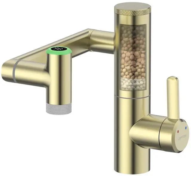 Main image of Rotatable Bathroom Faucet with Built-in Filter, Single Hole Sink Faucet with Temperature Display in Fahrenheit, 2 Water Modes, NSF Certified
