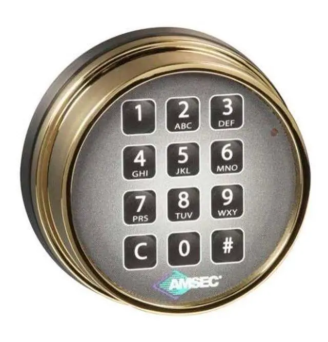 Alt view image 3 of 3 - Amsec ESL10XL Electronic Keypad & Lock - Brass Finish