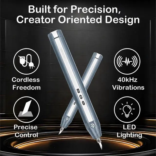 Alt view image 2 of 6 - C1 Lite Wireless Ultrasonic Cutter, 40,000Hz Electric Craft Knife, 3 Power Modes & LED, Portable Hobby Tool for 3D Print Support Removal, Plastic Model, Leather, Wood & DIY Makers