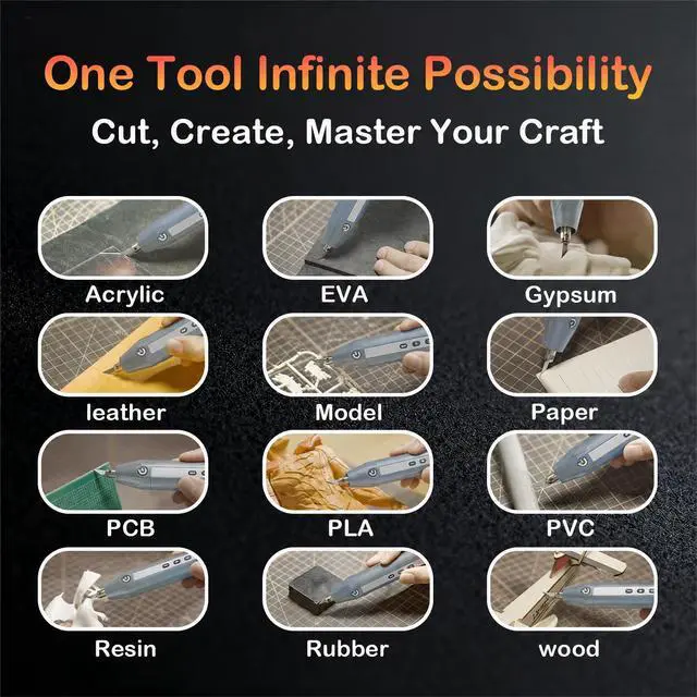 Alt view image 3 of 6 - C1 Lite Wireless Ultrasonic Cutter, 40,000Hz Electric Craft Knife, 3 Power Modes & LED, Portable Hobby Tool for 3D Print Support Removal, Plastic Model, Leather, Wood & DIY Makers