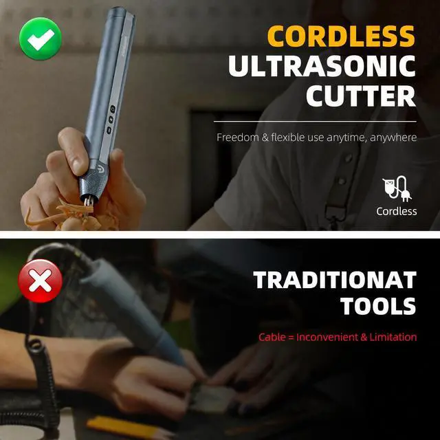 Alt view image 5 of 6 - C1 Lite Wireless Ultrasonic Cutter, 40,000Hz Electric Craft Knife, 3 Power Modes & LED, Portable Hobby Tool for 3D Print Support Removal, Plastic Model, Leather, Wood & DIY Makers