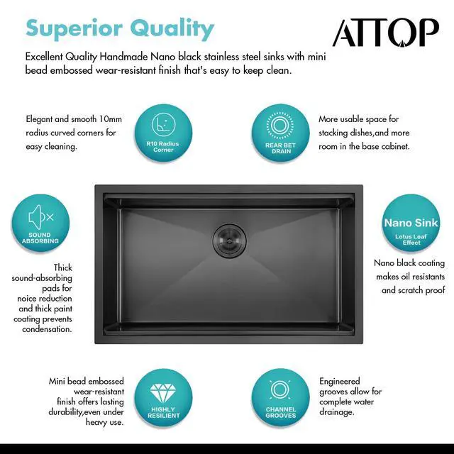 Alt view image 3 of 6 - 32 Inch Black Large Single Bowl Workstation Undermount Kitchen Sink,32x19 Inch Stainless Steel Handmade Undermount Workstation Kitchen Sink
