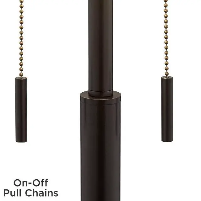 Alt view image 3 of 6 - Bernie Modern Industrial Table Lamps Set of 2 with Round Risers USB Ports 26" High Bronze Metal Tan Drum Shade for Bedroom Living Room House Home Desk Bedside Nightstand Office