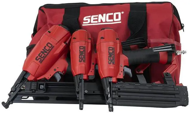 Main image of Pneumatic 4 Piece Finish Kit Includes 3 Air Powered Tools for Finish & Trim Projects: 15 GA finish nailer, 18 GA brad nailer, 18 GA stapler, and storage bag (10S0001N)