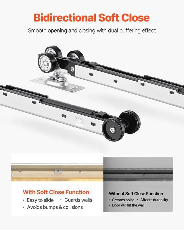 Alt view image 3 of 6 - Pocket Door Frame Kit, for 24-32 in Wide 80 in High Door, Pocket Door Kit with Two-Way Soft Close Mechanism, Slide Smoothly Quietly, Easy to Install, Premium Galvanized Steel, for Living Room