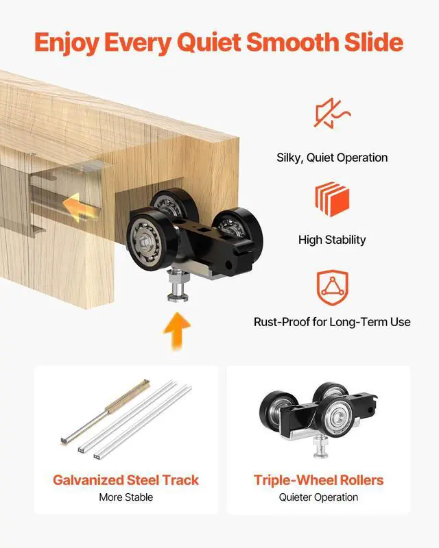 Alt view image 4 of 6 - Pocket Door Frame Kit, for 24-32 in Wide 80 in High Door, Pocket Door Kit with Two-Way Soft Close Mechanism, Slide Smoothly Quietly, Easy to Install, Premium Galvanized Steel, for Living Room