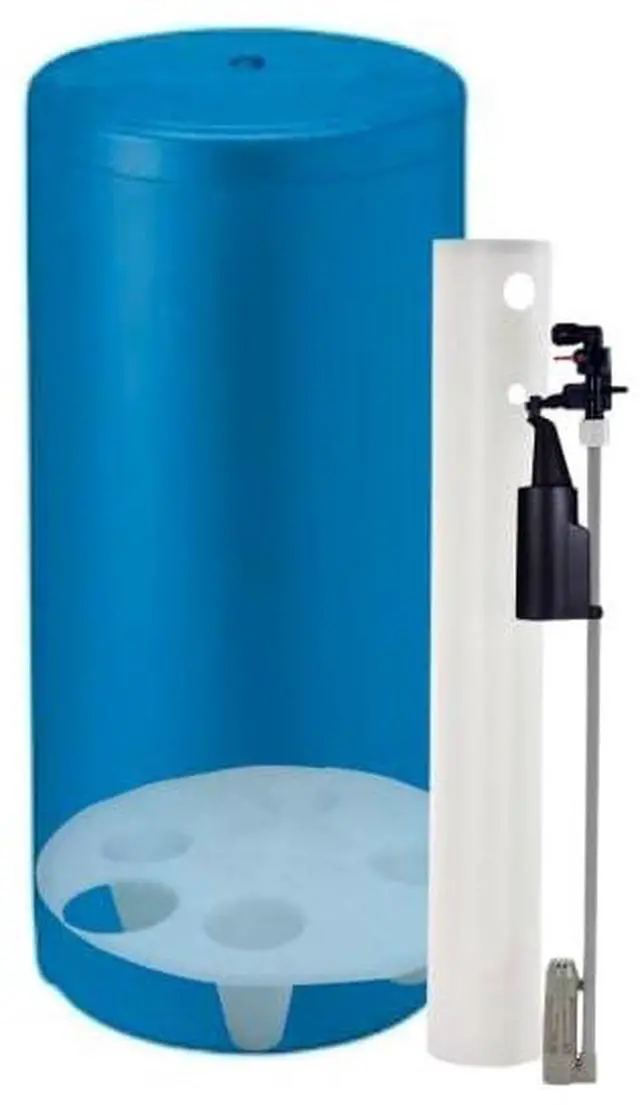 Main image of 18"x33" Water Softener Salt Brine Tank with Safety Float Assembly AND SALT GRID Included! 18" Brine Tank, Fleck Softener Tank Replacement (Blue)