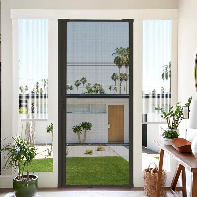 Alt view image 4 of 6 - Guardian Retractable Screen Door-Retractable Screen Doors for Single Door (36''X 80'',Brown) Heavy Duty Aluminum Easy Assemble Invisible Screen Door Patio Mosquito Proof