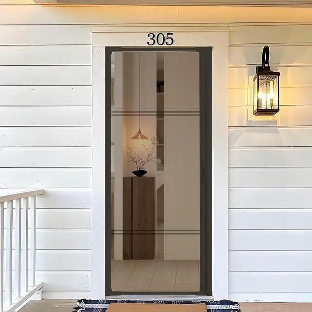 Alt view image 5 of 6 - Guardian Retractable Screen Door-Retractable Screen Doors for Single Door (36''X 80'',Brown) Heavy Duty Aluminum Easy Assemble Invisible Screen Door Patio Mosquito Proof