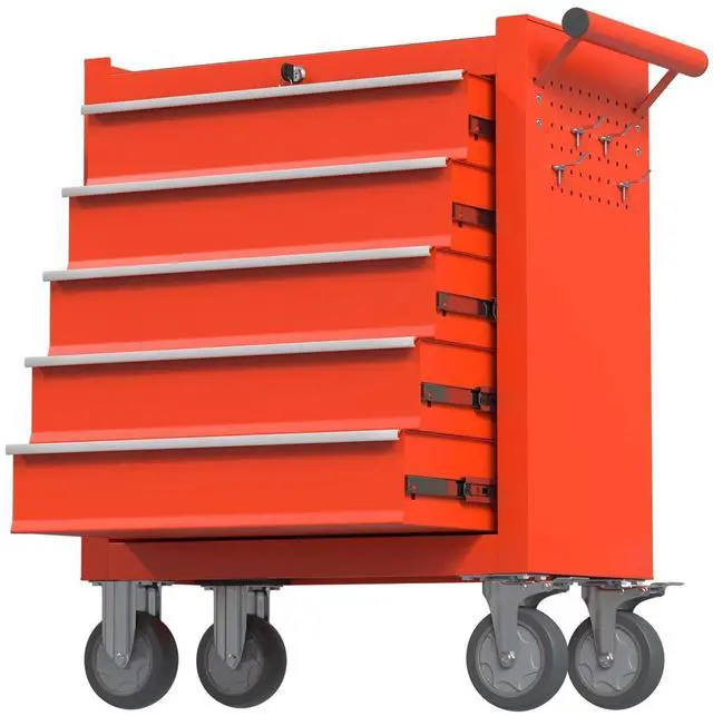 Main image of 5-Drawer Tool Chest, Rolling Tool Box with Wheels, High Capacity Detachable Mobile Tool Storage Cabinet for Workshop, Garage, Mechanics and Repair Room (Red, 5-Drawer)