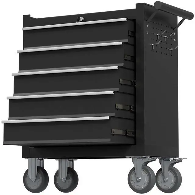 Main image of 5-Drawer Tool Chest, Rolling Tool Box with Wheels, High Capacity Detachable Mobile Tool Storage Cabinet for Workshop, Garage, Mechanics and Repair Room (Black, 5-Drawer)