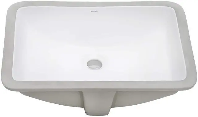 Main image of 21 x 14 inch Undermount Bathroom Sink - White Rectangular Porcelain Ceramic with Overflow - Small Bathroom Sink for Vanity - Durable Bath Sinks - Ideal Bathroom Sinks - RVB0721