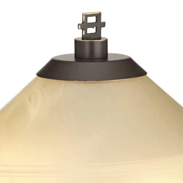Alt view image 3 of 6 - Metro Collection Planes 'n' Posts Mission Rustic Accent Table Lamp 23.5" High Bronze Cone Alabaster Art Glass Shade Decor for Living Room Bedroom House Bedside (Color May Vary)