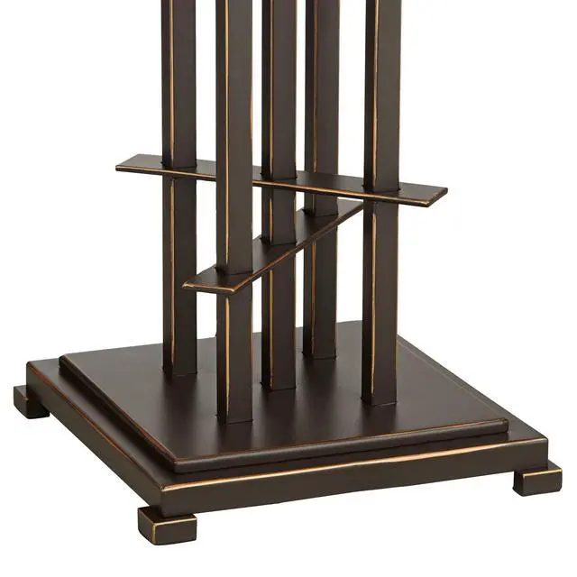 Alt view image 6 of 6 - Metro Collection Planes 'n' Posts Mission Rustic Accent Table Lamp 23.5" High Bronze Cone Alabaster Art Glass Shade Decor for Living Room Bedroom House Bedside (Color May Vary)