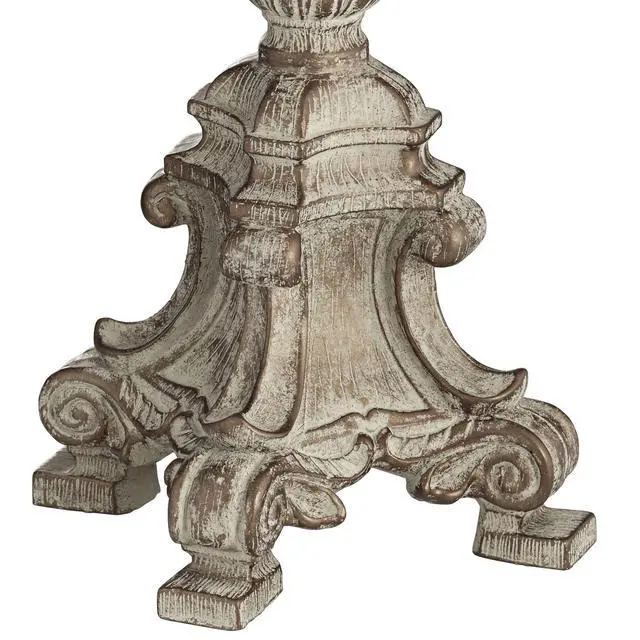 Alt view image 5 of 6 - Duval French Country Cottage Core Table Lamp 34" Tall Crystal Distressed Antique White Candlestick Beige Bell Shade Decor for Living Room House Bedside Nightstand Home Office Family
